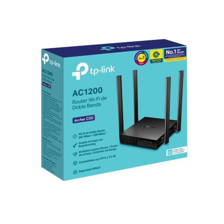 Router TP-LINK ARCHER C50 V6 WI-FI DE DOBLE BANDA AC1200