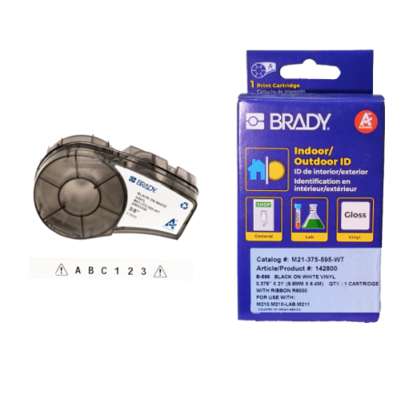 BRADY M21-375-595-WT CINTA ETIQUETAS DE VINILO CON ADHESIVO DE 9.5mm X 6.4 mts. BLANCO 3/8"