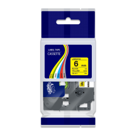 CINTA ADHESIVAS COMPATIBLE TZC-611 AMARILLO 6MM  PARA ROTULADORA BROTHER