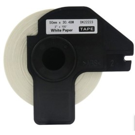 ROLLO DE 50MM DK22223 COMPATIBLE FONDO BLANCO CON LETRAS NEGRAS