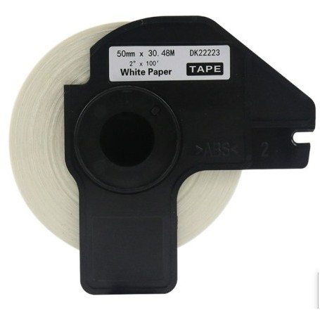 ROLLO DE 50MM DK22223 COMPATIBLE FONDO BLANCO CON LETRAS NEGRAS