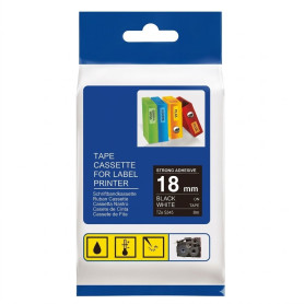 CINTA COMPATIBLE TZc-S345 SUPER ADHESIVO 18MM X 8M BLANCO SOBRE NEGRO