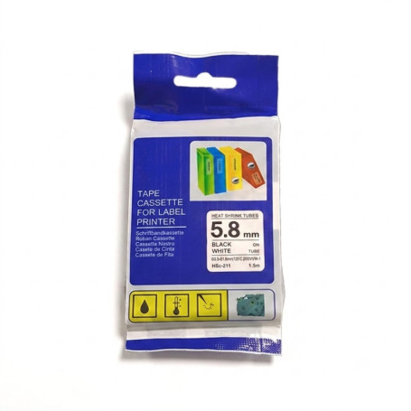 CINTA TUBOTERMOCONTARIBLE COMPATIBLE HSC-211 NEGRO SOBRE BLANCO 5.8MM