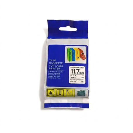 CINTA TUBOTERMOCONTARIBLE COMPATIBLE HSC-231 NEGRO SOBRE BLANCO 11.7MM