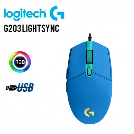 MOUSE LOGITECH G203 GAMING LIGHTSYNC OPTICAL 8000 DPI RGB BLUE- AURA