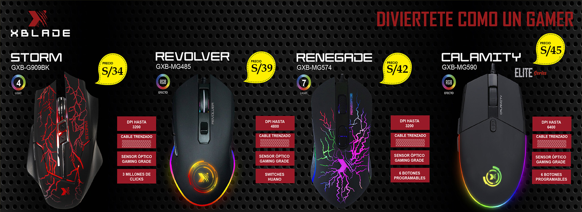 MOUSE GAMER XBLADE INVERSIONES AURA PERU Mouse REVOLVER. MOUSE GAMING REVOLVER GXB-MG485 BLACK